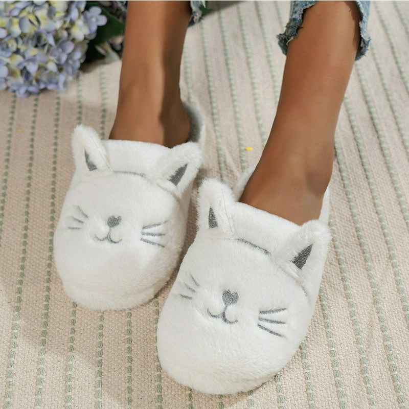 Cozy Cat Plush House Slippers - White - EU44-45(US10-11) - image 0