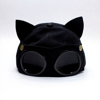 Goggle Accent Cat Ear Hat - image 4