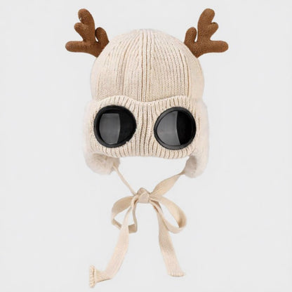 Antler Goggle Aviator Beanie - Beige - One Size - image 15