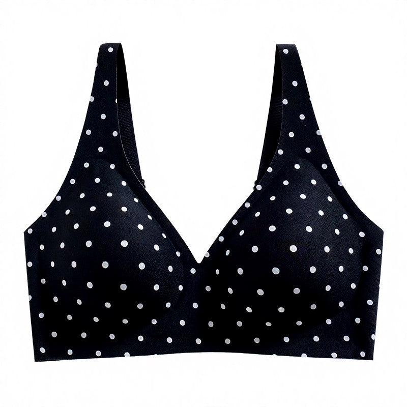 Polka Dot Leopard Print Wireless Bra - Black - 3XL - image 10