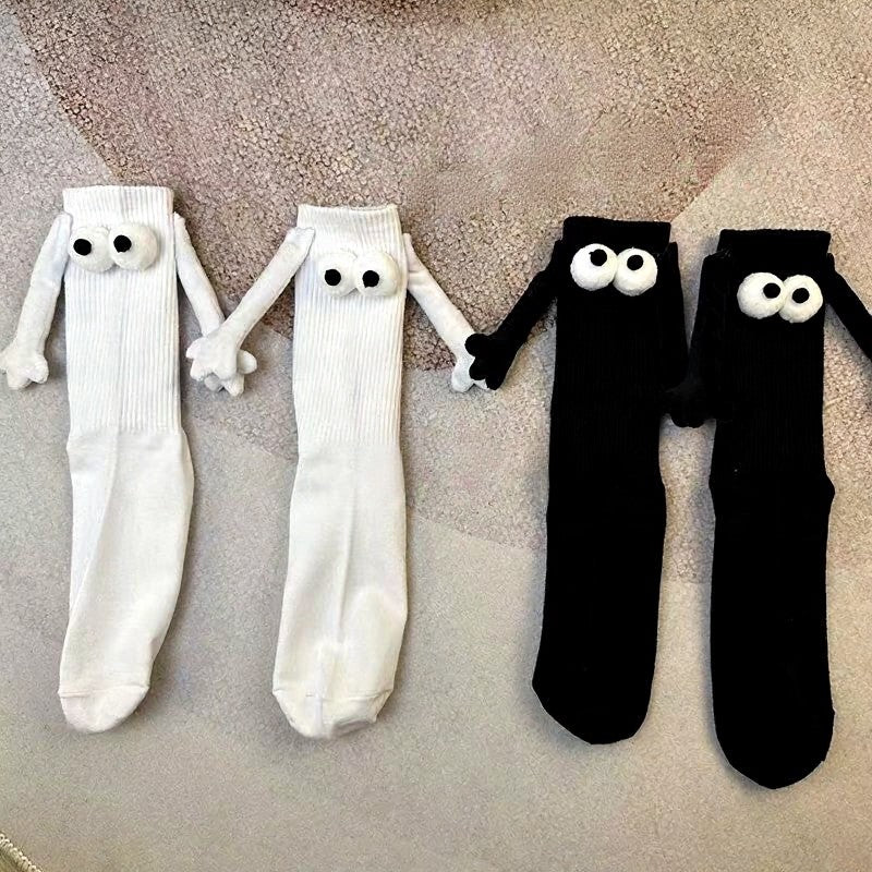 Playful 3D Eye Magnetic Hand Holding Quarter Socks(2 Pairs) - Multicolor - EU36-42(US3-8.5) - image 5