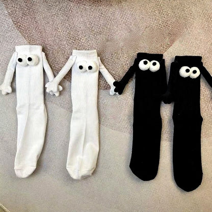 Playful 3D Eye Magnetic Hand Holding Quarter Socks(2 Pairs) - Multicolor - EU36-42(US3-8.5) - image 5