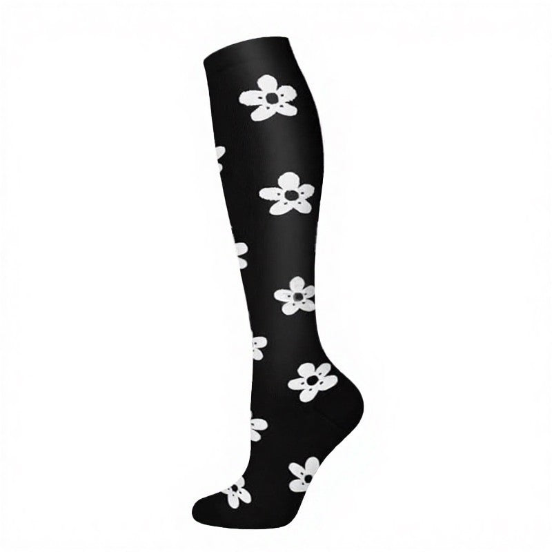 Star Moon Flower Compression Socks(3 Pairs) - Flower - S/M - image 4