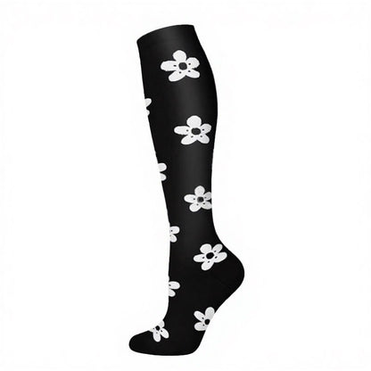 Star Moon Flower Compression Socks(3 Pairs) - Flower - S/M - image 4