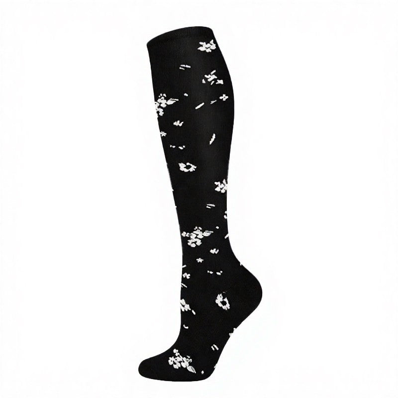Polka Dot Flower Compression Socks (4 Pairs) - Black - S/M - image 7