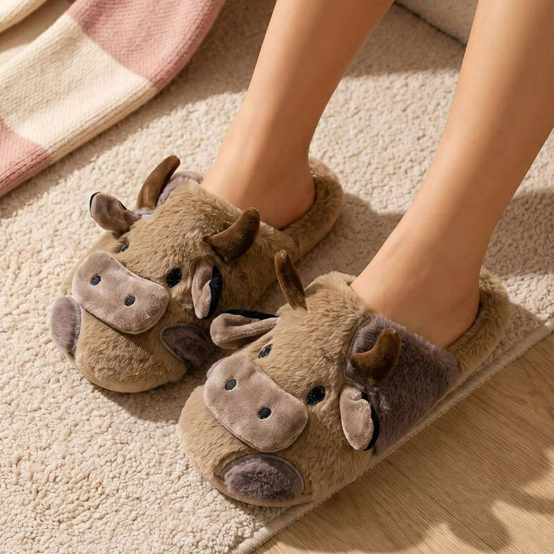 Cozy Cow Plush House Slippers - Brown - EU44-45(US10-11) - image 2