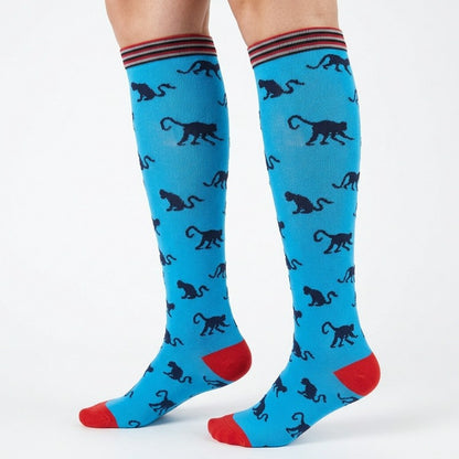 Playful Animal Compression Socks(3 Pairs) - Blue - S/M - image 1