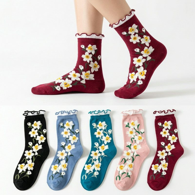 Daisy Ruffle Everyday Crew Socks(5 Pairs) - image 0