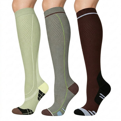 Contrast Stripe Compression Socks(3 Pairs) - Multicolor - S/M - image 0