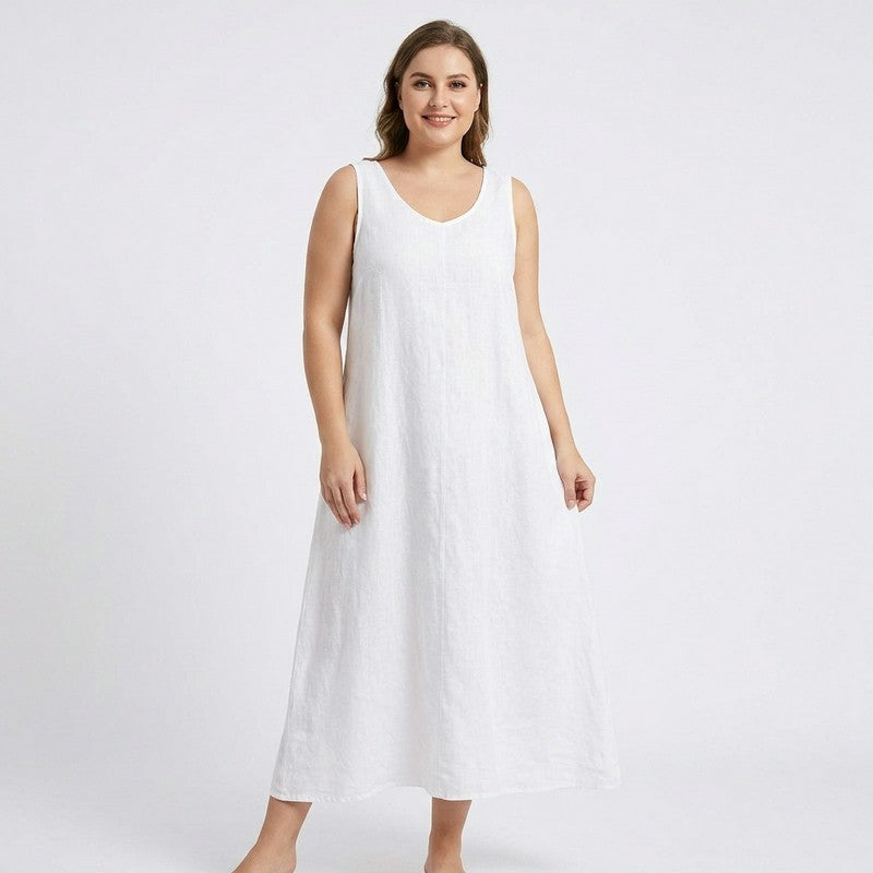 Relaxed Sleeveless Cotton Midi Dress - image 6