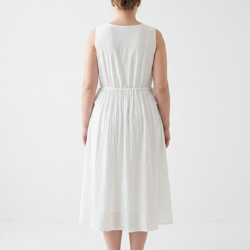 Ramie Lyocell Drawstring Midi Dress - image 2