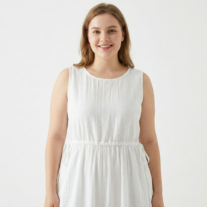 Ramie Lyocell Drawstring Midi Dress - image 3