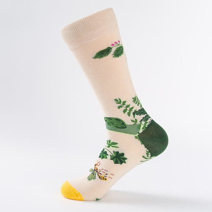 Plus Size Tulip Dove Pattern Crew Socks(6 Pairs)