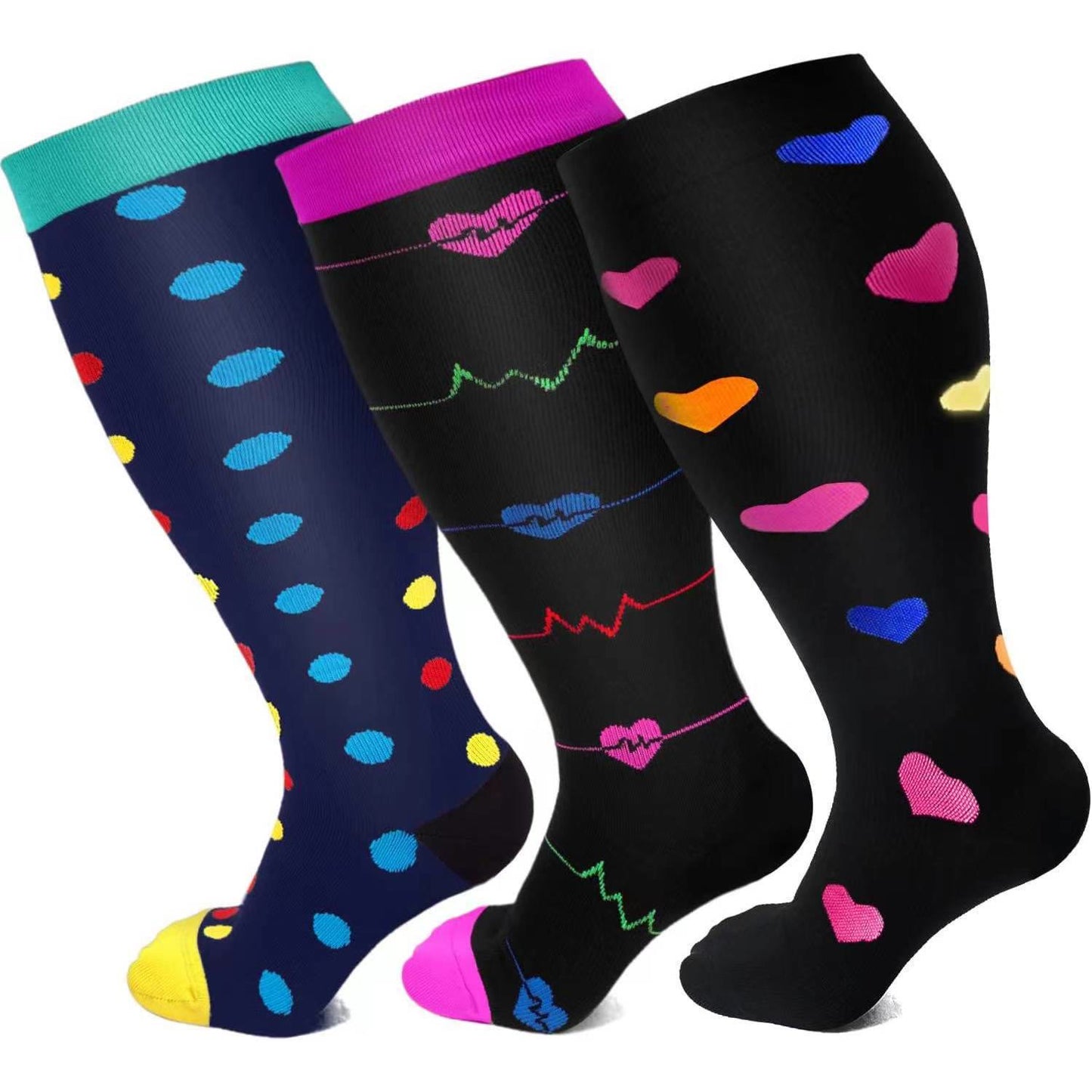 Colorful Pattern Plus Size Compression Socks 2XL-7XL - image 8