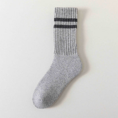 Striped Warm Wool Quarter Socks(5 Pairs) - Light Gray - EU36-44(US3-10) - image 8