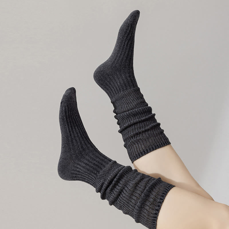 Solid Color Stylish Slouch Socks(3 Pairs) - image 6