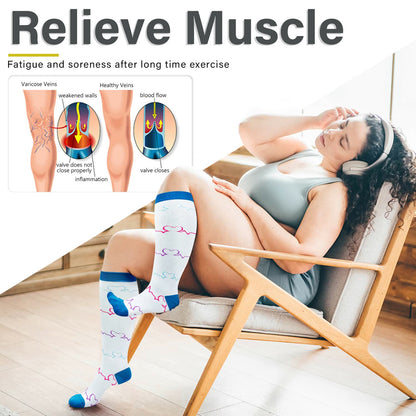 Electrocardiogram Pattern Plus Size Compression Socks(3 Pairs) - image 4