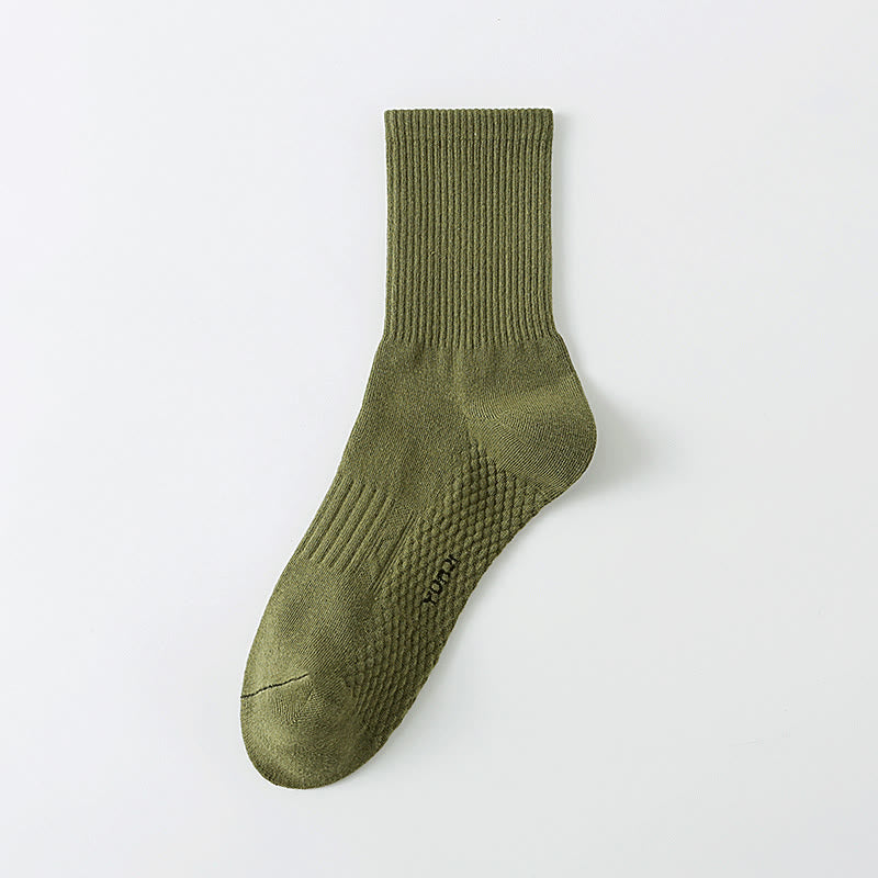 Solid Color Thickened Quarter Socks(5 Pairs) - Army Green - EU40-48(US7-13) - image 10