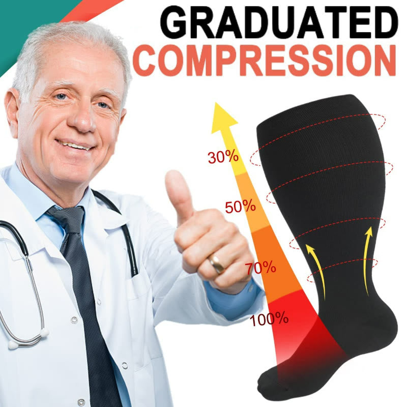 Solid Pure Color Plus Size Compression Socks 2XL-7XL(3 Pairs) - image 2