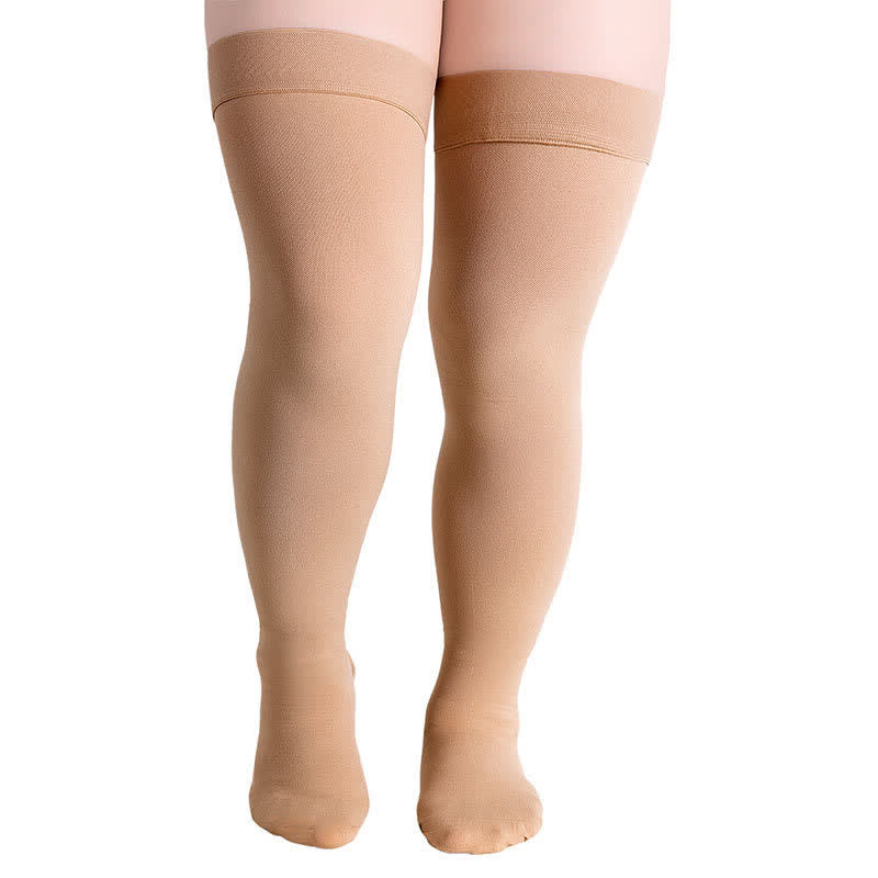 Plus Size Non Slip Thigh High Compression Socks - Nude - 4XL - image 3