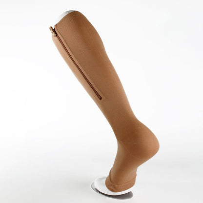 Graduated Compression Zipper Socks Open Toe - Skin - 3XL - image 5