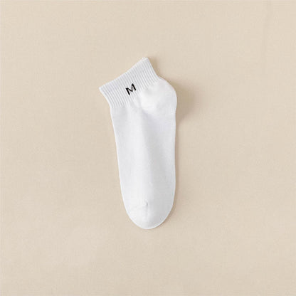 Solid Cotton Ankle Socks(5 Pairs) - EU44-50(US10-15) - White - image 3