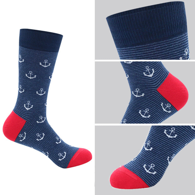 Rudder Pattern Funny Crew Socks(5 Pairs) - image 1