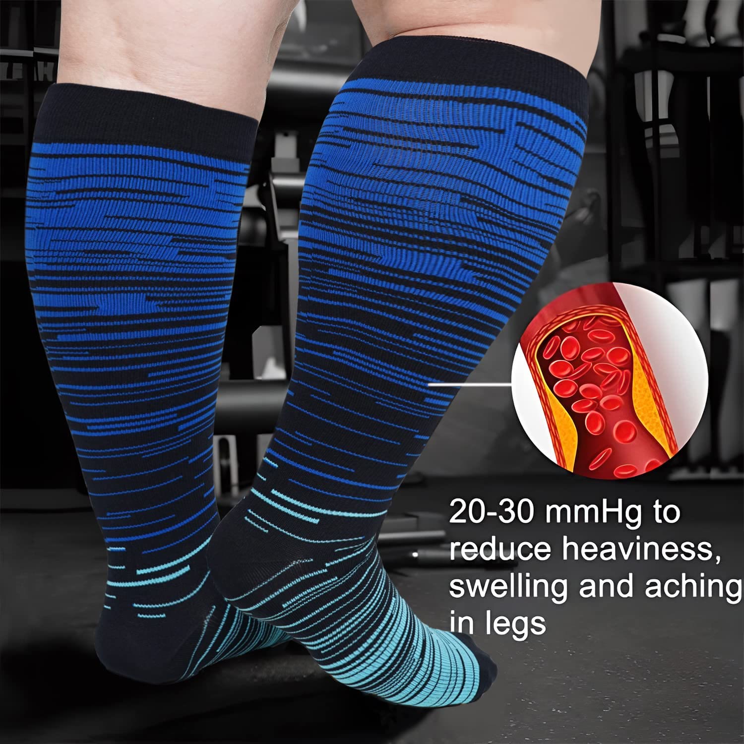 Blue Filaments Plus Size Compression Socks 2XL-7XL(3 Pairs) - image 1