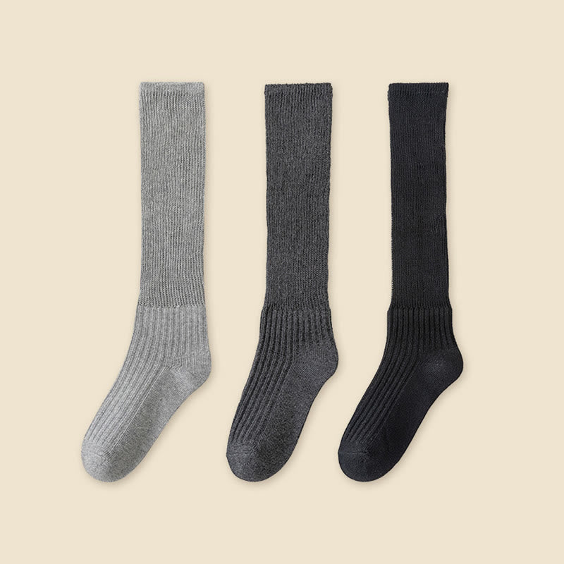 Solid Color Stylish Slouch Socks(3 Pairs) - Grey+Dark Grey+Black - EU36-40(US3-7) - image 22