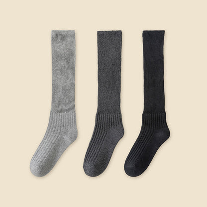 Solid Color Stylish Slouch Socks(3 Pairs) - Grey+Dark Grey+Black - EU36-40(US3-7) - image 22