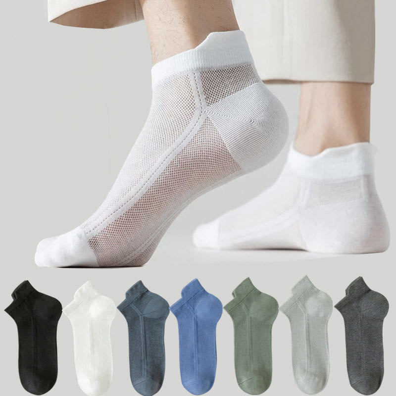 Mesh Breathable Ankle Socks(7 Pairs) - Multicolor - EU44-50(US10-15) - image 0
