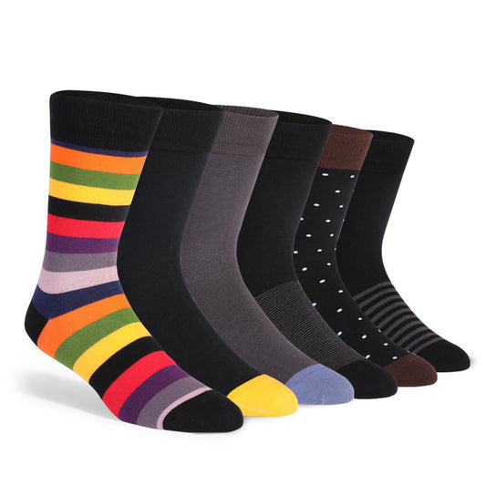 Color Stripes Crew Socks(6 Pairs) - EU42-48(US8-13) - Multicolor - image 0
