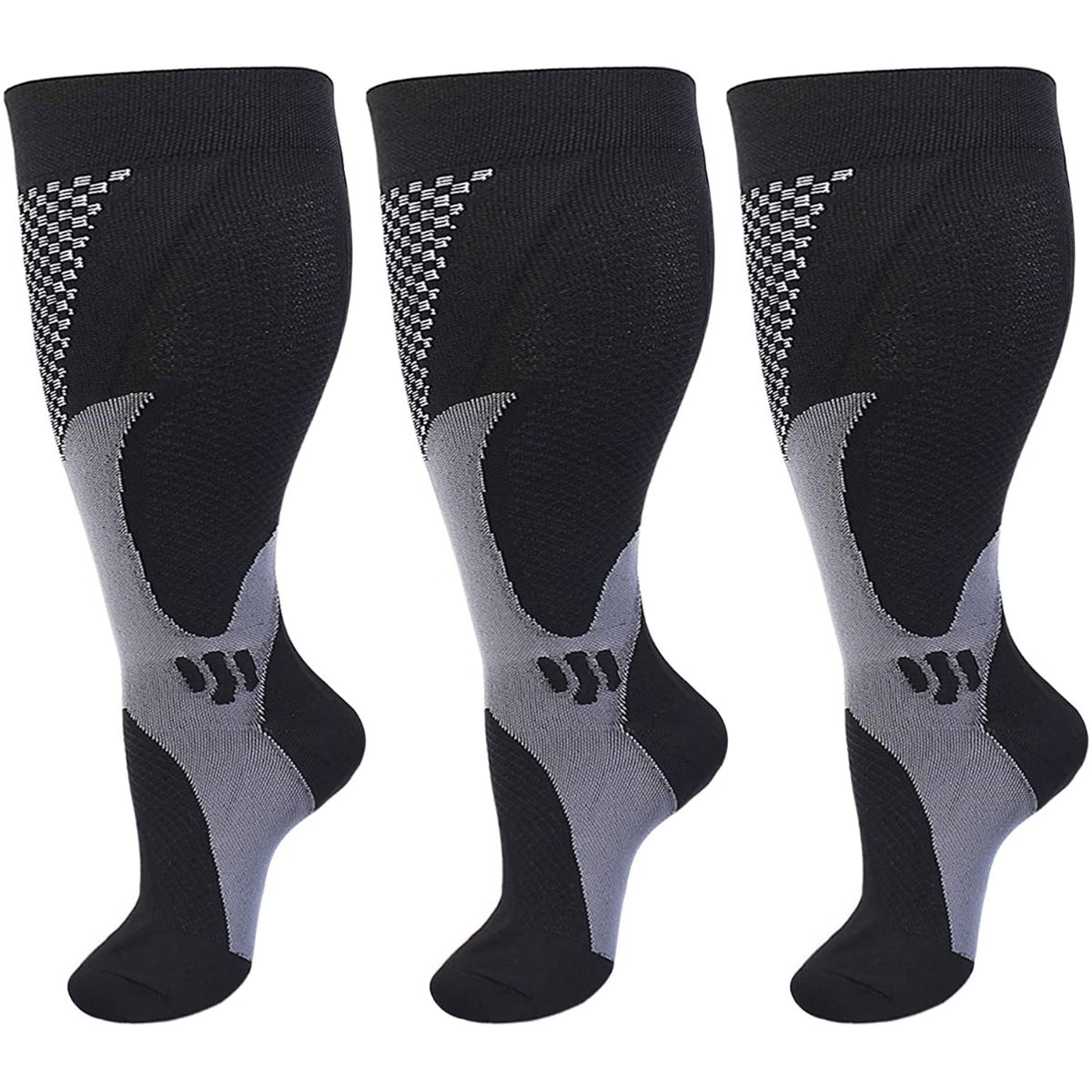 Plus Size Sport Compression Socks - Black - 7XL - image 1