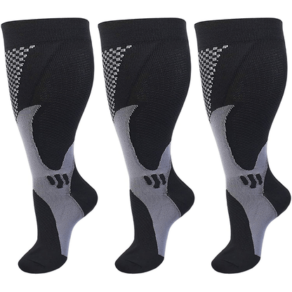 Plus Size Sport Compression Socks - Black - 7XL - image 1