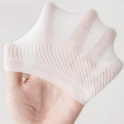 Plus Size Mesh Elasticity No Show Socks(5 Pairs)