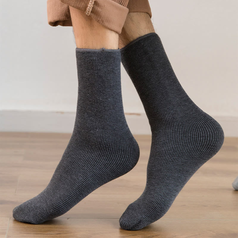 Plus Size Solid Color Fleece Crew Socks(6 Pairs) - image 7