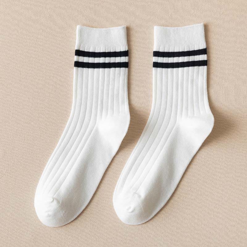 Striped Soft Diebetic Quarter Socks(6 Pairs) - 43-48 - White - image 7