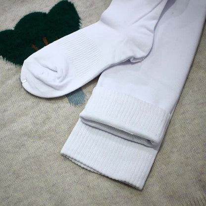 Cotton Thick Thigh High Socks - White - With Silica Gel - image 7