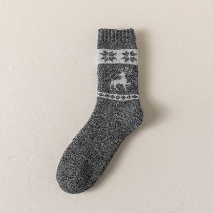 Elk Pattern Thickened Wool Quarter Socks(5 Pairs) - Black - EU39-46(US6-12) - image 3