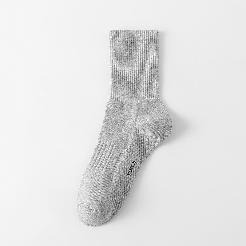 Solid Color Thickened Quarter Socks(5 Pairs) - Grey - EU40-48(US7-13) - image 7