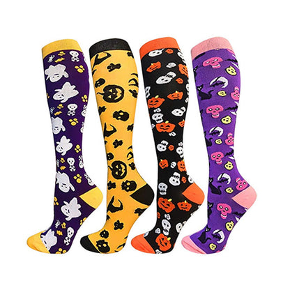 Halloween Funny Compression Socks(4 Pairs) - Multicolor - L/XL - image 0
