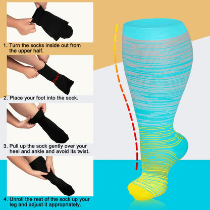 Plus Size Bright Stripe Compression Socks 2XL-7XL(3 Pairs) - image 2
