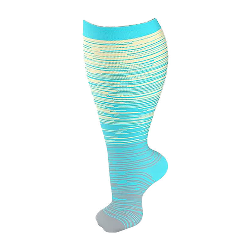 Plus Size Bright Stripe Compression Socks 2XL-7XL(3 Pairs) - Grey - 7XL - image 13