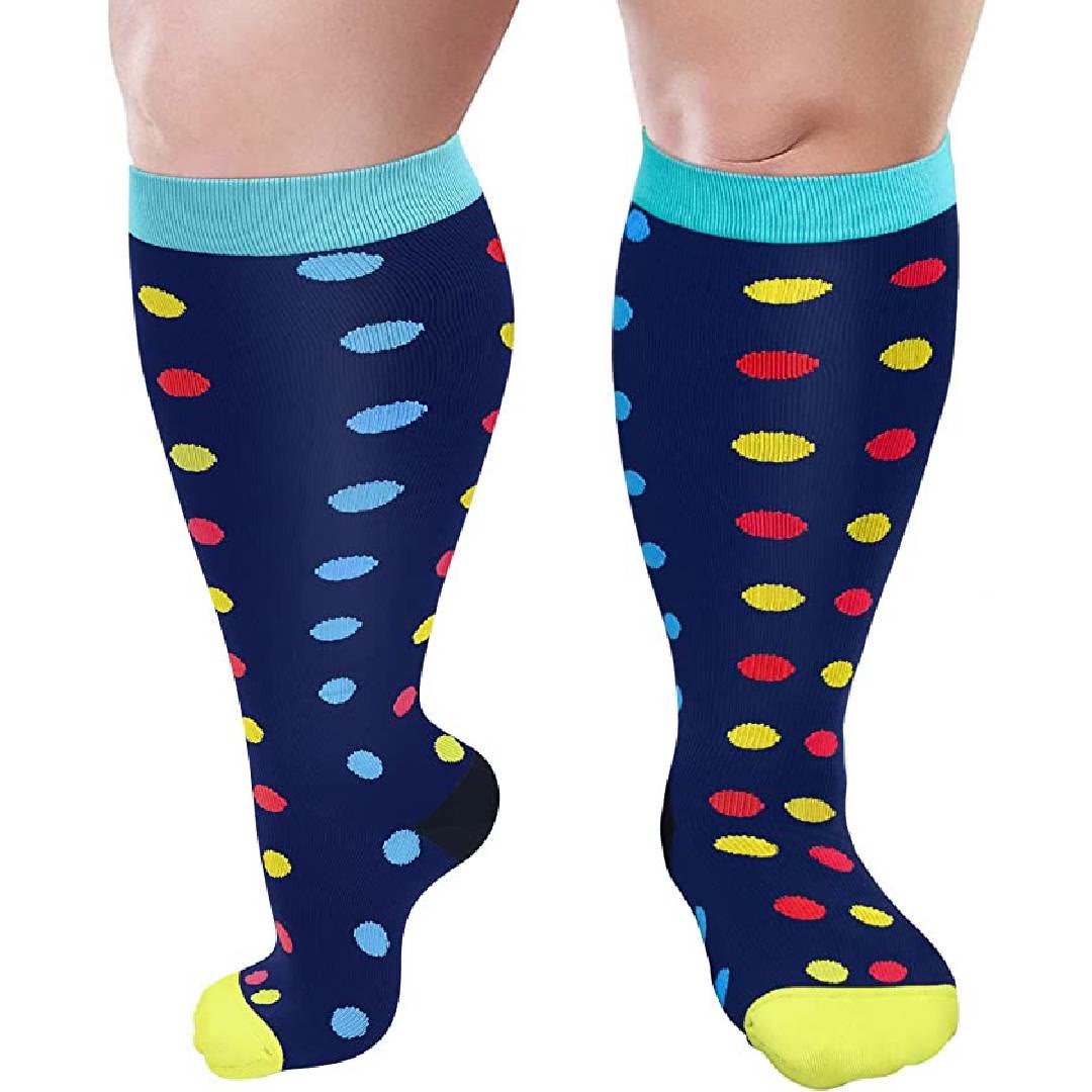 Plusock Skin Heart Dot Plus Size Compression Socks 2XL-7XL(3 Pairs) - Dot - 7XL - image 7