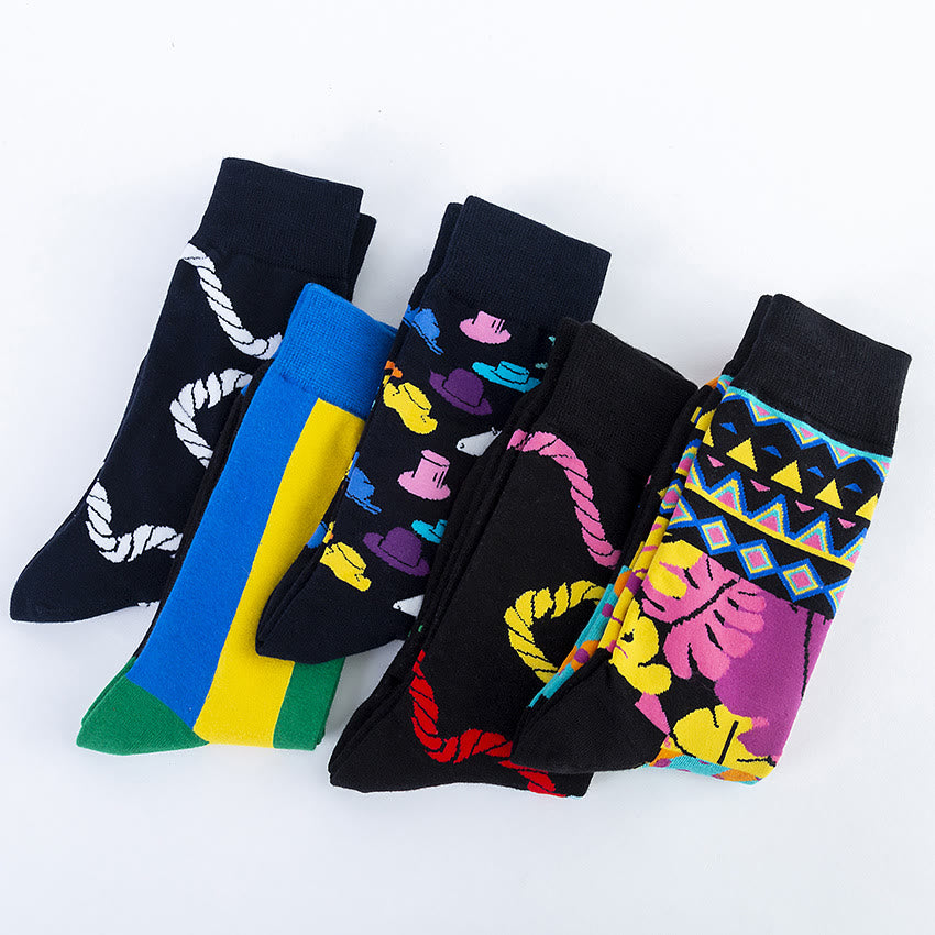Abstract Pattern Crew Socks(5 Pairs) - image 7
