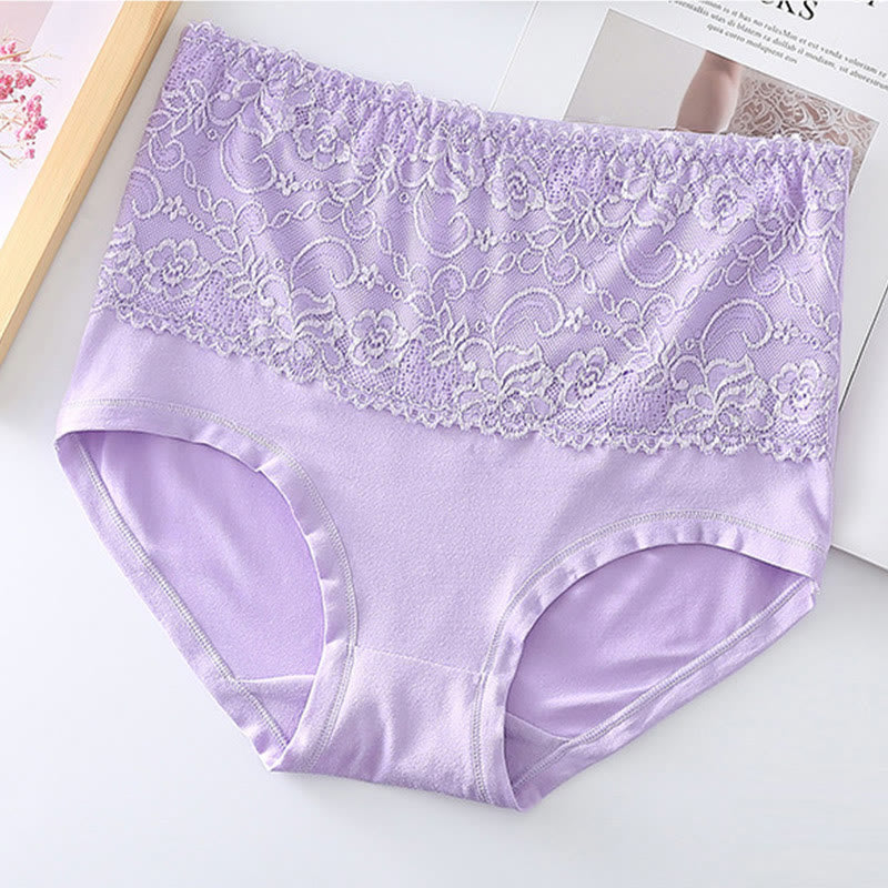 High Cut Lace Panty(4 Packs) - Purple - 6XL - image 13