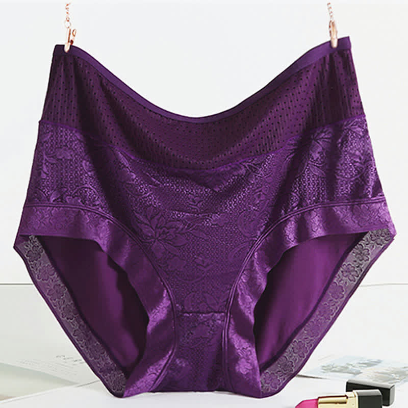 High-Waisted Thin Panty(5 Pairs) - Purple - 5XL - image 12