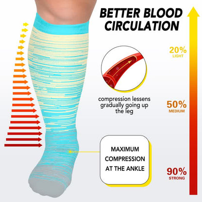 Plus Size Bright Stripe Compression Socks 2XL-7XL(3 Pairs) - image 5