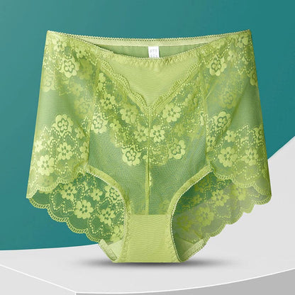 High-Waisted Floral Panty(5 Pairs) - Light Green - 3XL - image 14