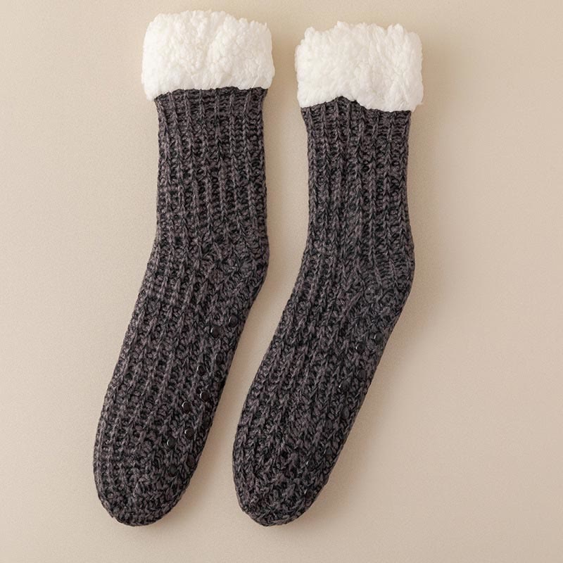 Plus Size Fleece Comfy Thick Slipper Socks(2 Pairs) - Dark Grey - EU36-44(US3-10) - image 19